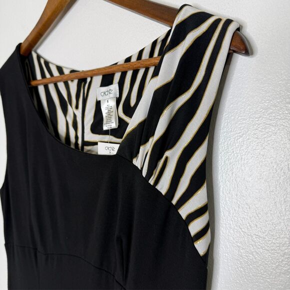 Cache 6 Black White Zebra Print Bodycon Dress Elegant Cocktail Party Chic NEW - Picture 2 of 7